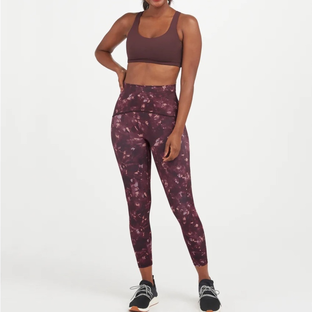 SPANX Booty Boost Maroon Tie-Dye High-Waist Leggings Style 50209R